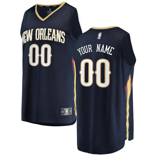 Maillot New Orleans Pelicans Homme Custom 0 Icon Edition Bleu marin
